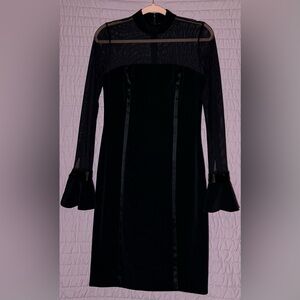 RARE - Oleg Cassini Sheer Black Long Sleeve Dress